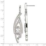 Stainless Steel Dangle Earrings with Cubic Zirconia, Abstract Modern Layered Design