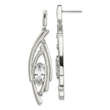 Stainless Steel Dangle Earrings with Cubic Zirconia, Abstract Modern Layered Design