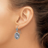 Stainless Steel Dangle Earrings with Faceted Lavender Crystal Hexagon Drop, Cubic Zirconia Accent