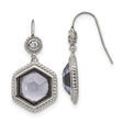 Stainless Steel Dangle Earrings with Faceted Lavender Crystal Hexagon Drop, Cubic Zirconia Accent