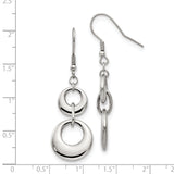 Stainless Steel Dangle Earrings with Polished Double Hoop Design, Minimalist Interlocking Circles