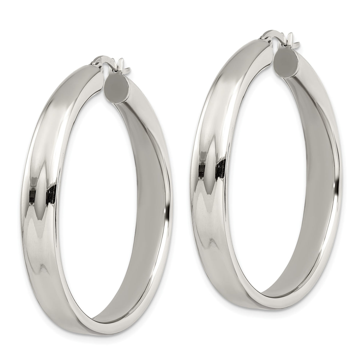 Stainless Steel Hoop Earrings, Polished Round Minimalist Design for Women
