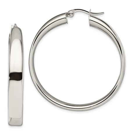 Stainless Steel Hoop Earrings, Polished Round Minimalist Design for Women