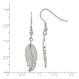 Stainless Steel Feather Dangle Earrings with Cubic Zirconia, Boho Spiritual Style