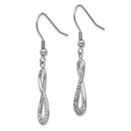 Stainless Steel Infinity Dangle Earrings with Cubic Zirconia Accents for Women