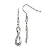 Stainless Steel Infinity Dangle Earrings with Cubic Zirconia Accents for Women