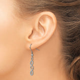 Stainless Steel Dangle Earrings with Cubic Zirconia, Triple Oval Drop Design