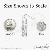 Stainless Steel Dangle Earrings with Cubic Zirconia, Triple Oval Drop Design