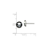 Stainless Steel Skull and Crossbones Stud Earrings with Black Epoxy, Gothic Punk Style