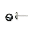 Stainless Steel Skull and Crossbones Stud Earrings with Black Epoxy, Gothic Punk Style