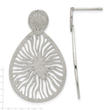 Stainless Steel Dangle Earrings, Teardrop Sunburst Cutout with Glitter Textured Finish