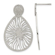 Stainless Steel Dangle Earrings, Teardrop Sunburst Cutout with Glitter Textured Finish