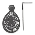 Stainless Steel Teardrop Chandelier Earrings, Black Textured with Sunburst Cutout Design