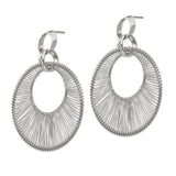 Stainless Steel Hoop Earrings with Wire Wrapped Open Circle and Textured Accent Ring
