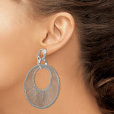 Stainless Steel Hoop Earrings with Wire Wrapped Open Circle and Textured Accent Ring