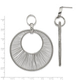 Stainless Steel Hoop Earrings with Wire Wrapped Open Circle and Textured Accent Ring