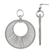 Stainless Steel Hoop Earrings with Wire Wrapped Open Circle and Textured Accent Ring