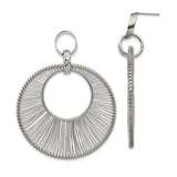 Stainless Steel Hoop Earrings with Wire Wrapped Open Circle and Textured Accent Ring