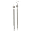Stainless Steel Dangle Earrings with Textured Round Stud and Cascading Chain Tassels