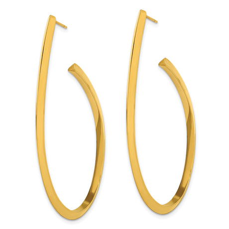 Stainless Steel Open Teardrop Hoop Earrings, Gold Tone, Lightweight Modern Design