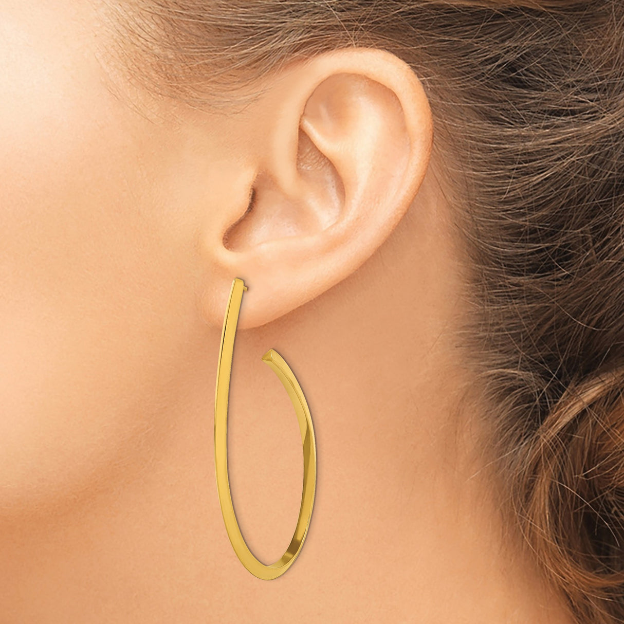 Stainless Steel Open Teardrop Hoop Earrings, Gold Tone, Lightweight Modern Design