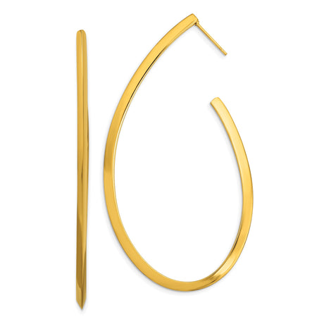 Stainless Steel Open Teardrop Hoop Earrings, Gold Tone, Lightweight Modern Design