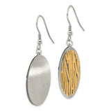 316 Stainless Steel Dangle Earrings, Gold Tone Oval Drops with Zebra Stripe Pattern