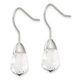 Stainless Steel Drop Earrings with Clear Faceted Teardrop Glass Crystals, Minimalist Dangle Design