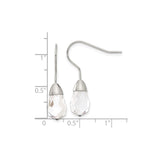 Stainless Steel Drop Earrings with Clear Faceted Teardrop Glass Crystals, Minimalist Dangle Design