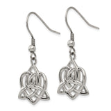 Stainless Steel Dangle Earrings with Celtic Knot Design, Boho Pagan Trinity Symbols for Women