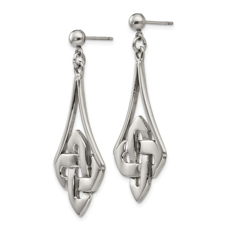 Stainless Steel Dangle Earrings with Open Teardrop and Celtic Knot Design for Women