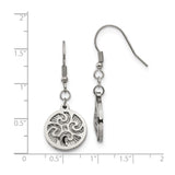 Stainless Steel Dangle Earrings with Celtic Knot Medallion, Boho Pagan Design for Women