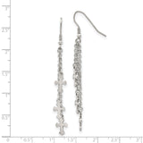 Stainless Steel Cross Drop Earrings with Fine Chains and Polished Multi-Strand Pendants for Women