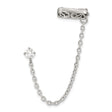 Stainless Steel Chain Earring with Cubic Zirconia Stud, Filigree Cuff Design, Modern Minimalist Style