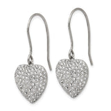 Stainless Steel Heart Dangle Earrings with Pavé Crystal Accents for Women