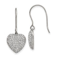 Stainless Steel Heart Dangle Earrings with Pavé Crystal Accents for Women