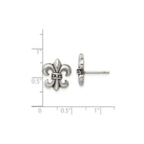Stainless Steel Stud Earrings, Fleur de Lis Symbol, Unisex French Heritage Design