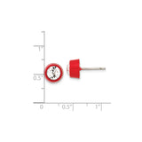 316 Stainless Steel Stud Earrings with Clear Round Crystal, Bold Red Bezel, Modern Unisex Design