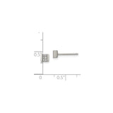 Stainless Steel Stud Earrings with Cubic Zirconia, Square Grid Design, Brushed Finish