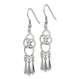Stainless Steel Dangle Earrings with Interlocking Rings, Geometric Drop Charms, Modern Boho Style