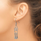 Stainless Steel Dangle Earrings with Interlocking Rings, Geometric Drop Charms, Modern Boho Style