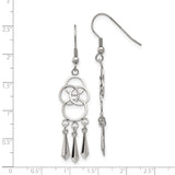 Stainless Steel Dangle Earrings with Interlocking Rings, Geometric Drop Charms, Modern Boho Style