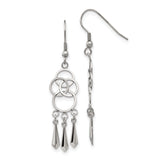 Stainless Steel Dangle Earrings with Interlocking Rings, Geometric Drop Charms, Modern Boho Style