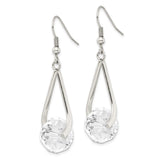 Stainless Steel Dangle Earrings with Faceted Clear Glass Beads, Teardrop Design, Nickel Free