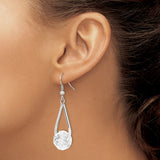 Stainless Steel Dangle Earrings with Faceted Clear Glass Beads, Teardrop Design, Nickel Free