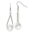 Stainless Steel Dangle Earrings with Faceted Clear Glass Beads, Teardrop Design, Nickel Free