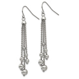 316 Stainless Steel Dangle Earrings, Multi-Strand Polished Beaded Chain Drop Design