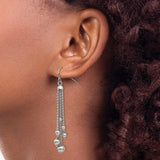 316 Stainless Steel Dangle Earrings, Multi-Strand Polished Beaded Chain Drop Design