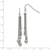 316 Stainless Steel Dangle Earrings, Multi-Strand Polished Beaded Chain Drop Design