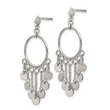 Stainless Steel Dangle Hoop Earrings with Disc Charms and Chain Accents, Modern Boho Style